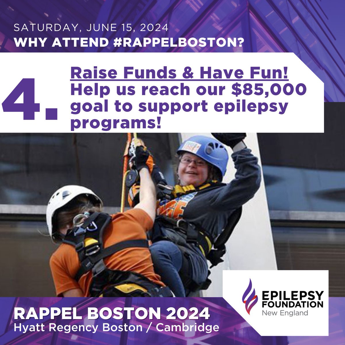 Help us hit our fundraising target! 🎯 Your participation helps support vital epilepsy programs. Join #RappelBoston and make a difference!: bit.ly/3TK4Bch

#Epilepsy #EpilepsyAwareness #EpilepsyWarrior #EpilepsyStrong