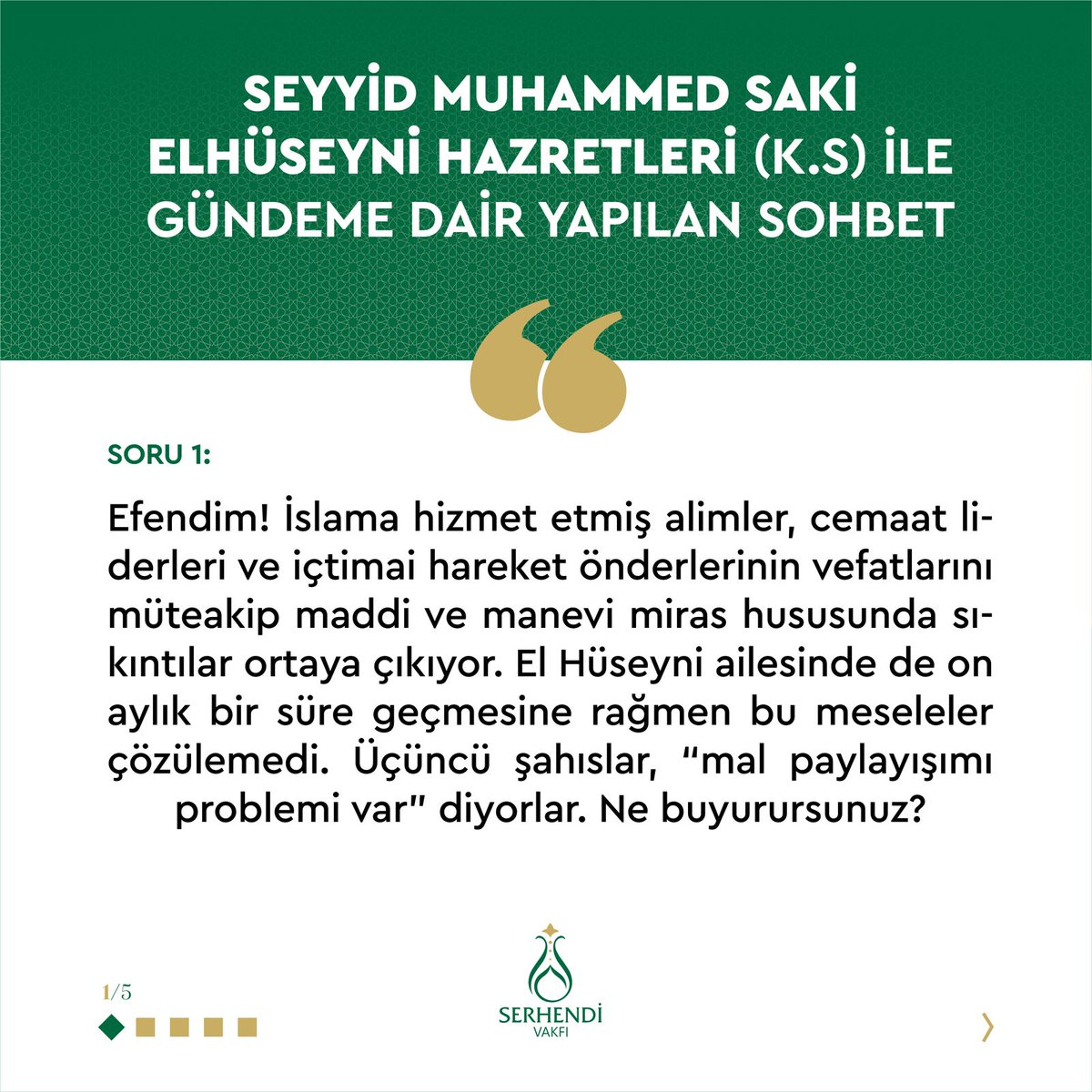 serhendivakfi's tweet photo. Seyyid Muhammed Saki Elhüseyni Hazretleri [k.s] ile gündeme dair yapılan sohbet!

Soru 1