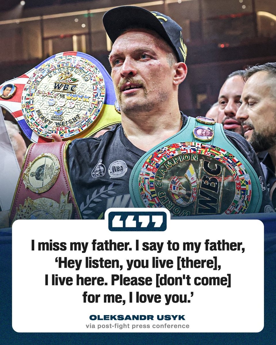 Oleksandr Usyk had a tearful message for his late father after his win against Tyson Fury ❤️ #FuryUsyk