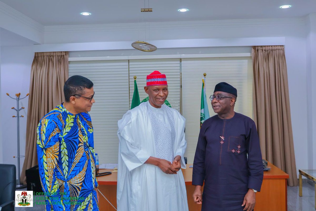 Pleased to have a productive meeting with Prof. Oyelaran-Oyeyinka, Special Advisor to the AfDB President on Industrialization, and Suren Abeywickrema, Country Head, Nigeria at ARISE Integrated Industrial Platforms, at the Governor’s Office in Abuja. Top of the agenda for the