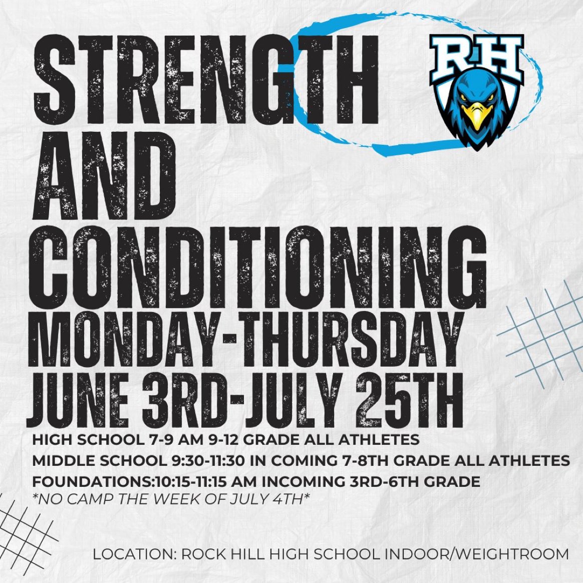 Strength and Conditioning Camp is 2 weeks away. Still plenty of time to sign up! @RockHillHS prosperisd.store.rankone.com/high-school-st… (High School Sign up Link) prosperisd.store.rankone.com/middle-school-… (Middle School Sign up Link) prosperisd.store.rankone.com/foundations-of… (Foundations Sign up Link)