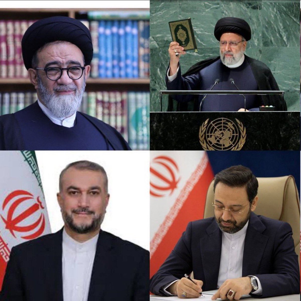 🚨🇮🇷 The full list of crew on the crashed helicopter of Iranian President Raisi:

🇮🇷 Iran's President, Ibrahim Raisi 
🇮🇷 Iran's Foreign Minister, Hossein Amir Abdollahiyan
🇮🇷 Ayatollah Al-Hashemi, Imam of Tabriz Mosque
🇮🇷 Governor of East Azerbaijan Province, Malik Rahmati