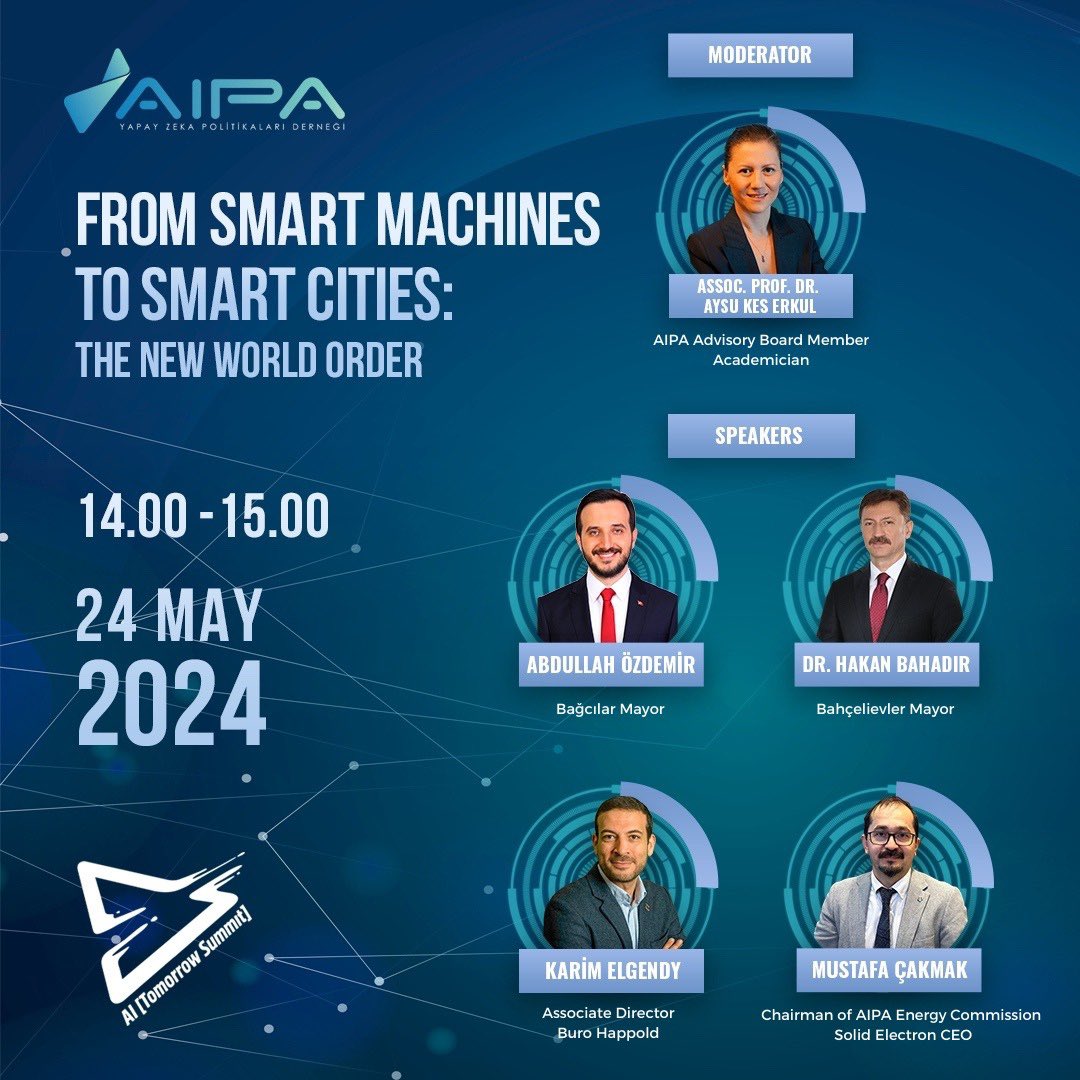 Alanında Türkiye'nin en kapsamlı Avrupa'nın sayılı yapay zeka zirveleriden biri olan AI Tomorrow Summit 2024 “Akıllı Makinelerden Akıllı Şehirlere: Yeni Dünya Düzeni ” Oturumuna davetlisiniz! Kayıt için: aitomorrowsummit.com #Gelecekteyiz You are invited to the session