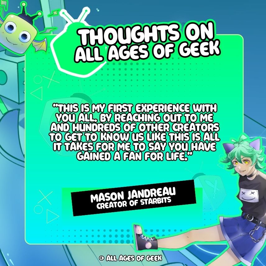 AllAgesofGeek's tweet photo. We typically ask people for oppinions about All Ages of Geek when we interview them! Love seeing these. Thank you @TalkandDraw It makes what we do even better to hear your thoughts! #AAOG https://t.co/V9dtjk7Xyf