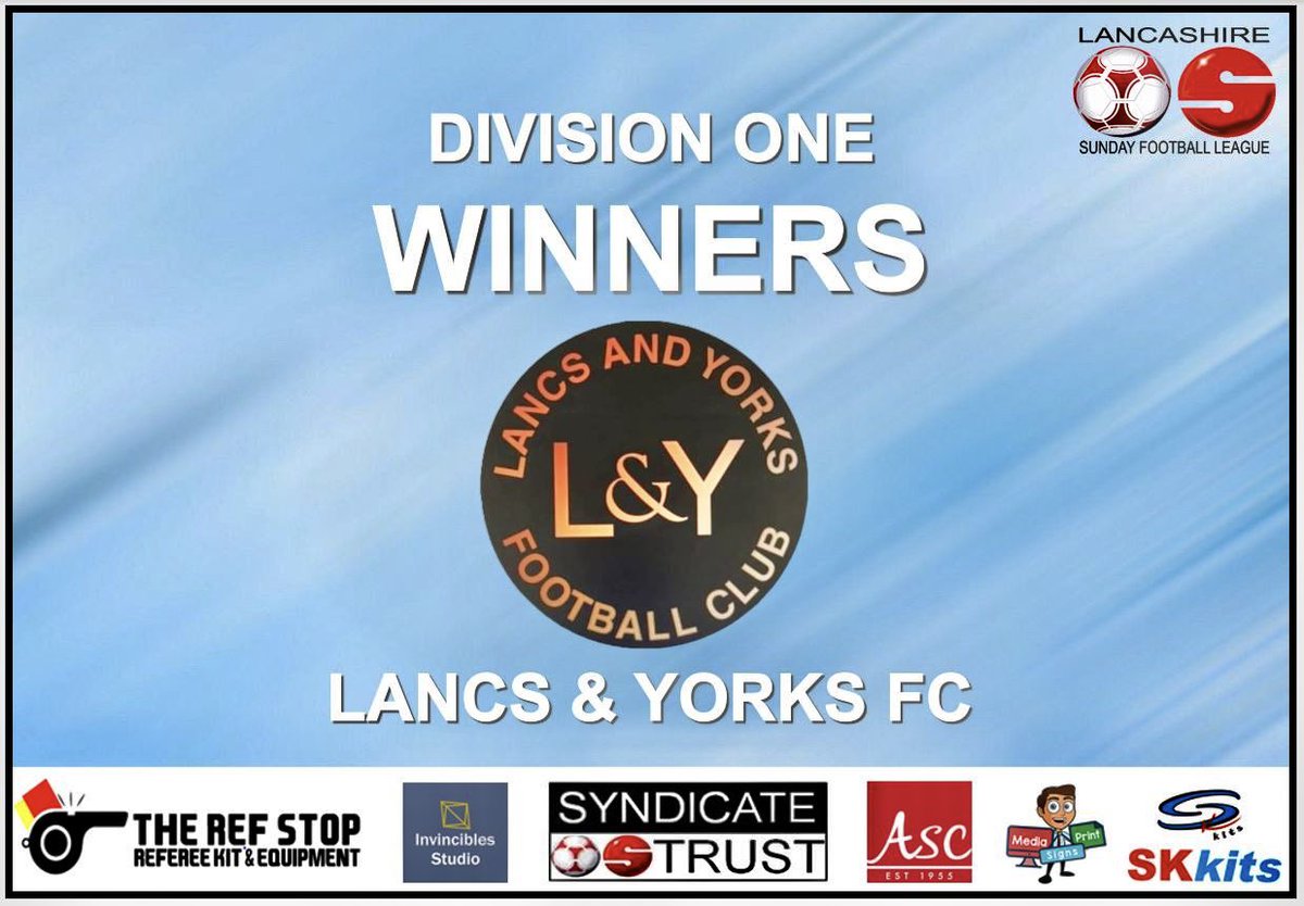 Congratulations to the players, officials and supporters of Lancs &amp; Yorks FC <a href="/LNYFC7/">L&Y FC</a> on winning the Division 1 title.

Well done all !!!  🏆⚽️👏🏻👏🏻