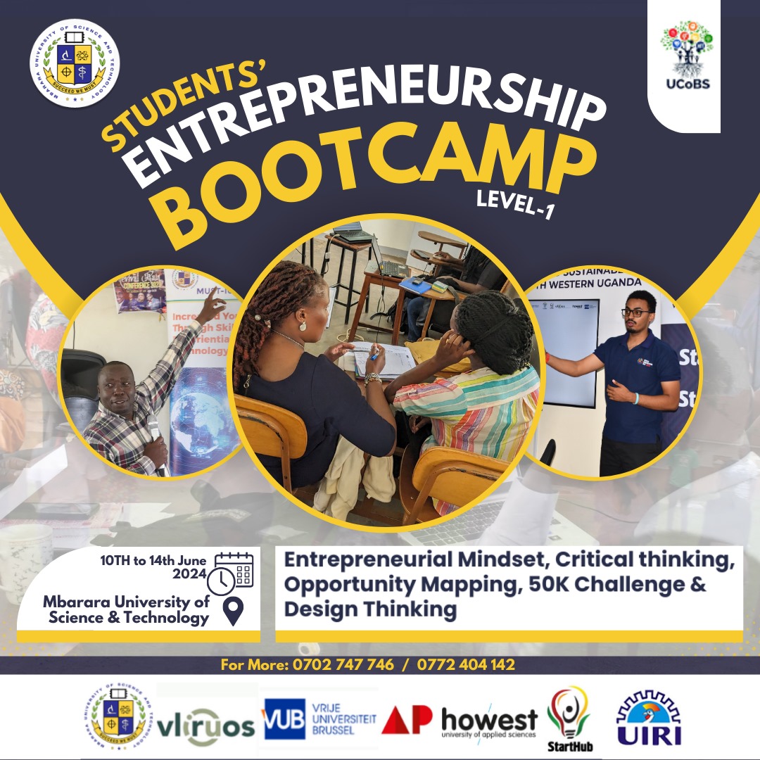 📢Students at MUST! Grab this opportunity now. Are you an entrepreneur? Do you wish to grow your entrepreneurship skills? Join MUST/IUC UCOBS sub project 5 in a 5 days entrepreneurship boot camp. Register today for this golden opportunity : yeah.odoo.com/event/entrepre…
