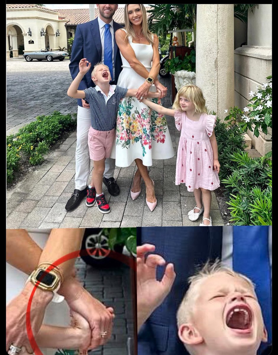Big Larry, breaking her kid’s hand. Mother of the year! @LaraLeaTrump