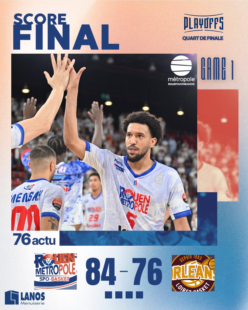 [⏹️ 𝗙𝗶𝗻 𝗱𝘂 𝗺𝗮𝘁𝗰𝗵] 

IL Y AURA UN MATCH 3 !! 🔥🔥💪
Les léopards l'ont fait avec la manière devant un kindarena des grands soir.

🔵ROUEN - 84
🟤ORLÉANS - 76

📺/📊 t.ly/FtWIK

#GORMB #ProB
