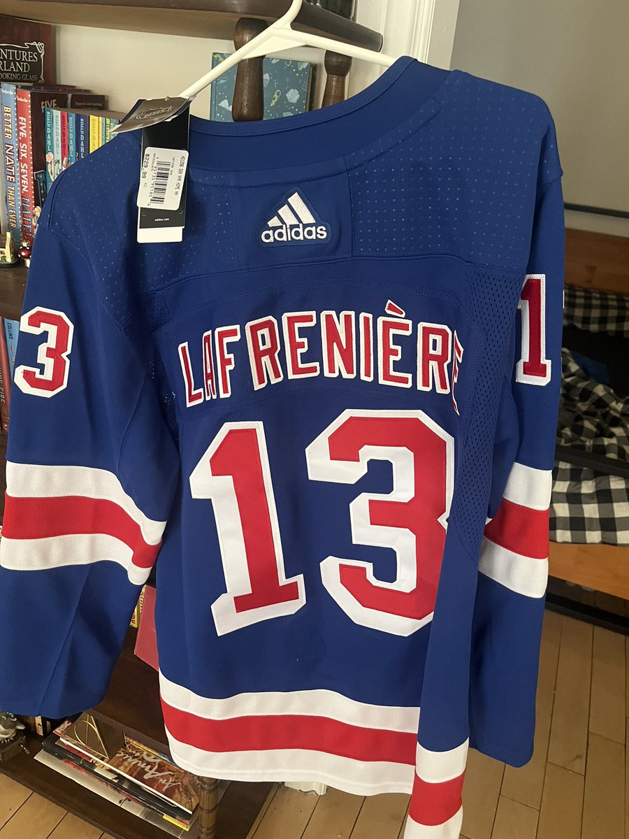 My friend texted me yesterday from a thrift store asking if I wanted a #NYR for $65. I skeptically asked what size and who’s jersey because I’m on a tight budget…

ummmm, I just got an adult S, tags still on, Adidas LAFFY JERSEY!