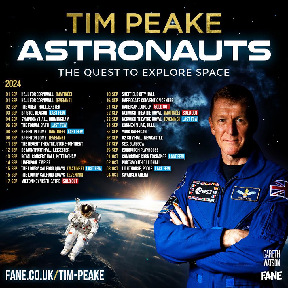 Really excited to be heading out on tour again later this year. This is a brand new show sharing the humour and excitement, the triumphs and tragedies of human spaceflight. I can’t wait to share the behind the scenes stories that bring these iconic moments to life. Venues across