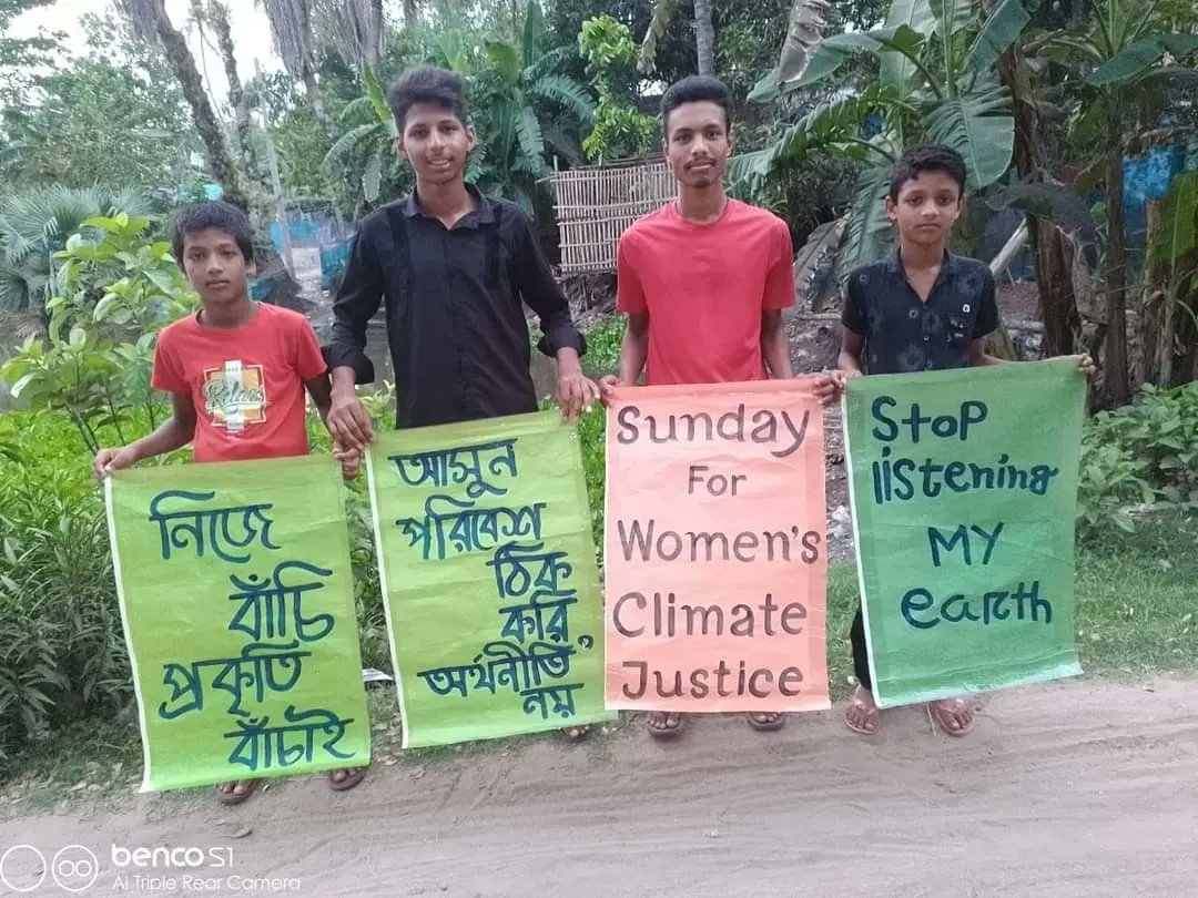 Youth are actively advocating for climate justice as their future is being threatened by various disasters. They are also continuously fighting for women's rights in the realm of climate justice.
#JusticeForWomen.'
Climate Strike -200
Bijoy Youthorg