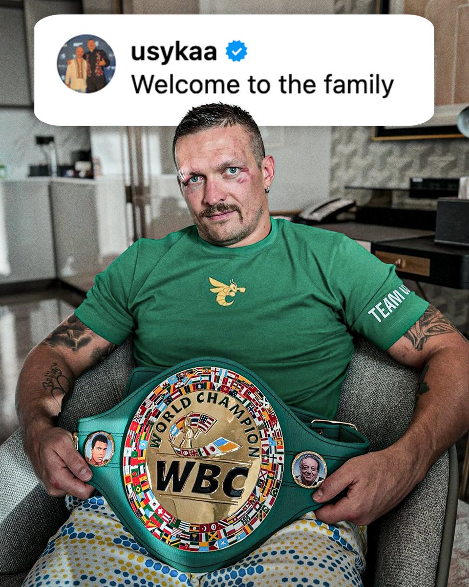 Oleksandr Usyk posted this pic after beating Tyson Fury for his WBC heavyweight title belt 🥶 #FuryUsyk (via usykaa/IG)