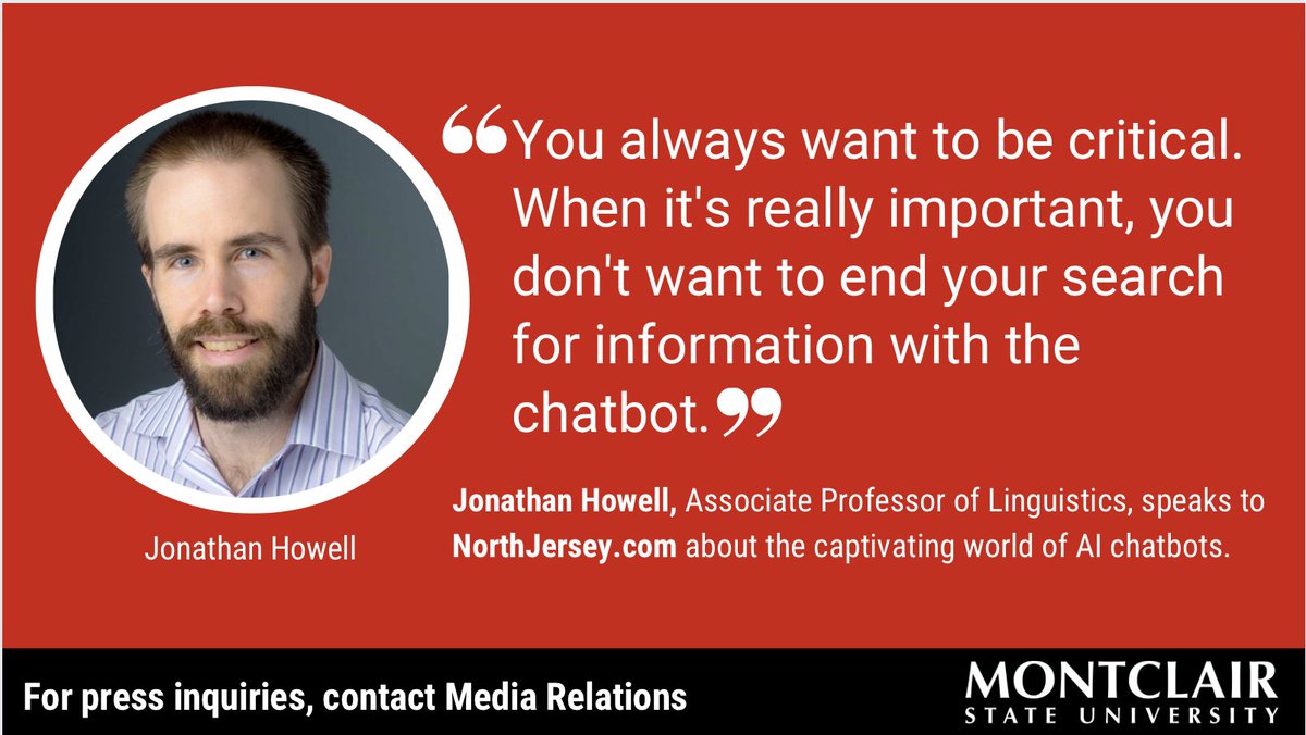 Is AI technology a hindrance, or a blessing? Professor of Linguistics Jonathan Howell recently spoke to @northjersey about the world of AI chatbots and how they affect our lives. Read more: ⤵️ brnw.ch/21wJVFF