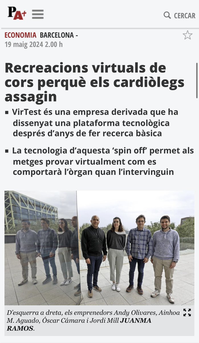 Virtest Technologies (@virtest_) on Twitter photo Avui sortim al Punt Avui!📰 Si vols conèixer més sobre la nostre història i com va néixer Virtest, fes-li una ullada a la notícia: elpuntavui.cat/economia/artic…
<a href="/elpuntavui/">El Punt Avui 🎗️</a> #Healthtech Avui sortim al Punt Avui!📰 Si vols conèixer més sobre la nostre història i com va néixer Virtest, fes-li una ullada a la notícia: elpuntavui.cat/economia/artic…
<a href="/elpuntavui/">El Punt Avui 🎗️</a> #Healthtech