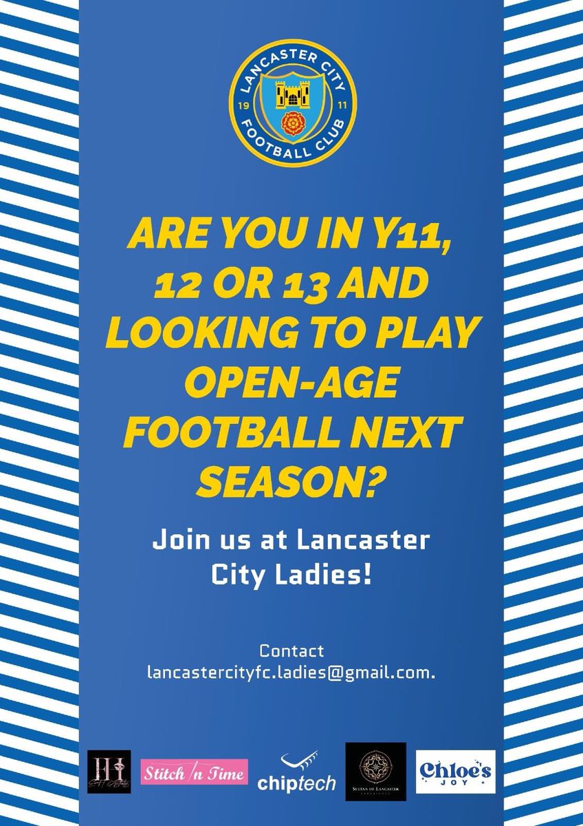 ʙᴇ ᴘᴀʀᴛ ᴏꜰ ᴛʜᴇ ᴛᴇᴀᴍ We have an exiting opportunity for young players who want to get involved and join our team for the 24/25 season⚽️ Message the page or email Lancastercityfc.ladies@gmail.com for further details! #ADLAW • #DollyLadies • #WomensFootball