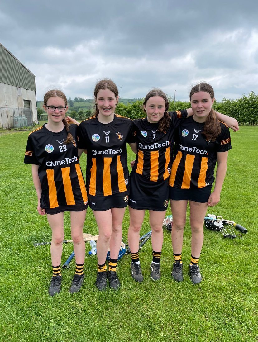 Village girls in Glenmore with U14 KK Stripes today - 3 wins from 3 v Wexford, Tipp & Waterford Well done girls 👏🟥🟩🖤💛