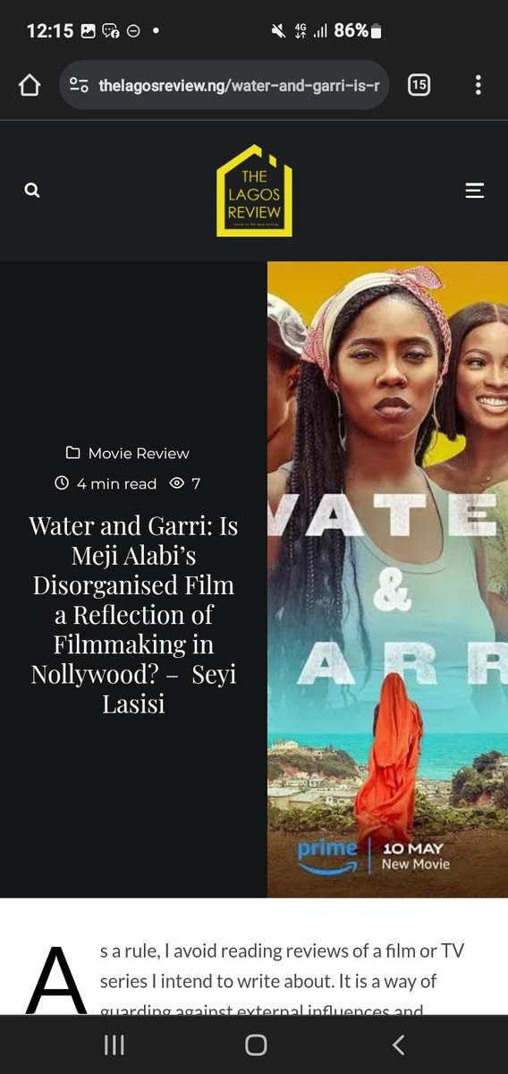 'The makers of Water and Garri are familiar with the Nollywood filmmaking play book: choose a topical subject matter, cast a popular and /or beautiful face(s), then spice up the footage with beautiful scenery. Eureka! You have a film.'
thelagosreview.ng/water-and-garr…