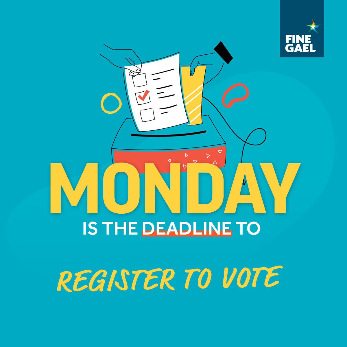 The Local and European elections are more important than ever and it’s vital we retain a strong Fine Gael presence in Europe and at local level. Monday is your deadline to register to vote. Visit checktheregister.ie to find out how.