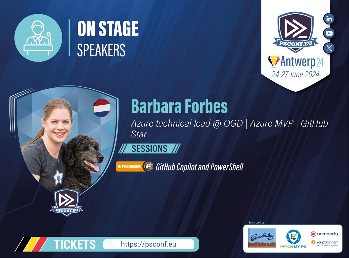 Did you already get a ticket for the European PowerShell Conference this year? Next to being part of the wonderful organizers team, I also get to give a session on <a href="/github/">GitHub</a>  #Copilot and #PowerShell. 🥳

Get your tickets here psconf.eu <a href="/PSConfEU/">PSConfEU</a>