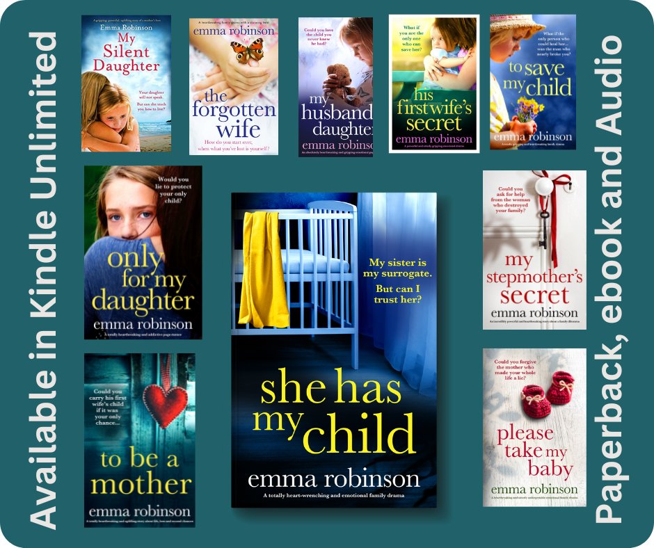 Lots of my books are now available in Kindle Unlimited, including my latest one She Has My Child. ‘Outstanding… heart-wrenching… I was biting my nails.’ Goodreads reviewer⭐⭐⭐⭐⭐ My sister is my surrogate, but can I trust her? geni.us/B0CQKNXNM6auth… @bookouture #books