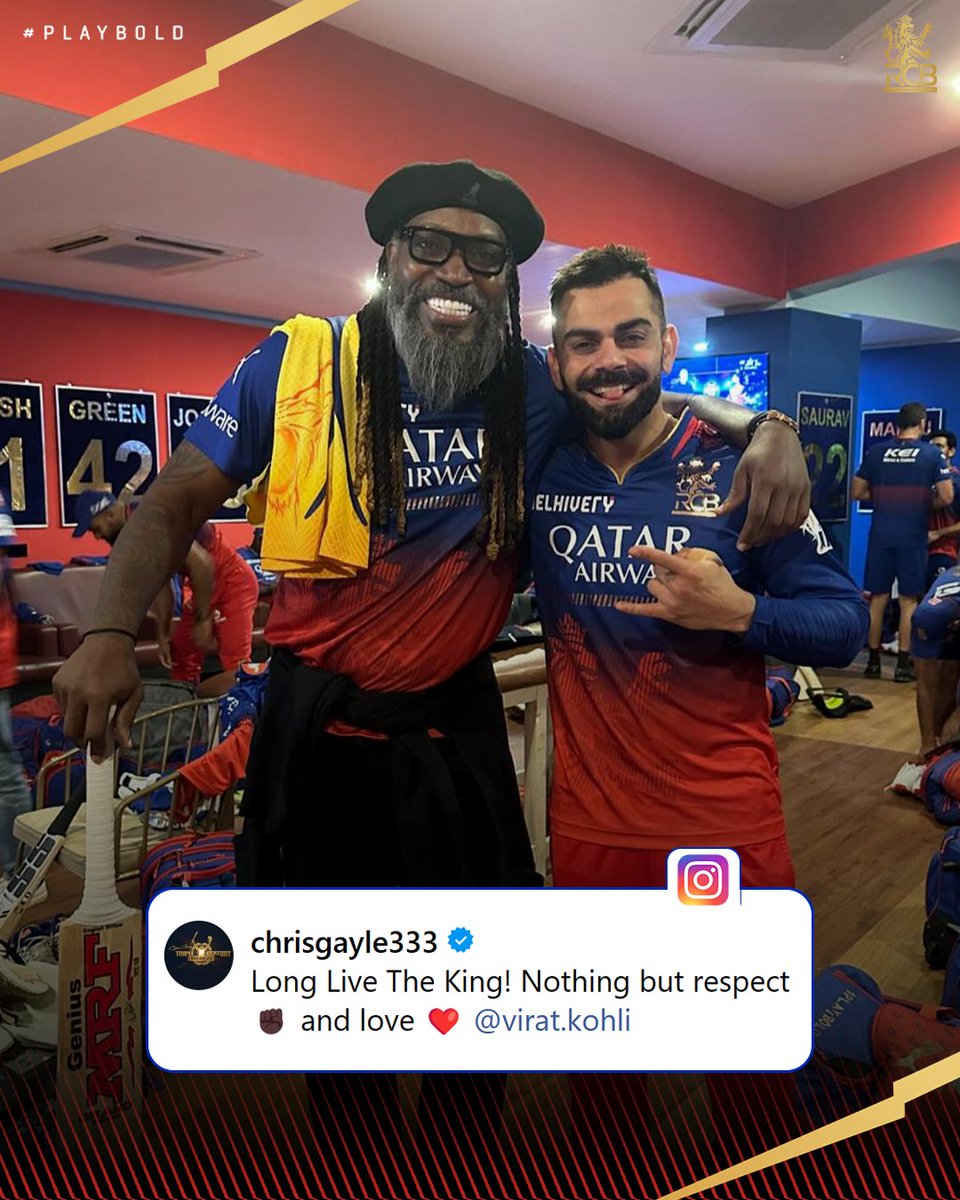 Who's cutting onions? 🥺 Gayle and Kohli taking us back to the good ol' days! 🤝

#PlayBold #ನಮ್ಮRCB #IPL2024 #RCBvCSK
