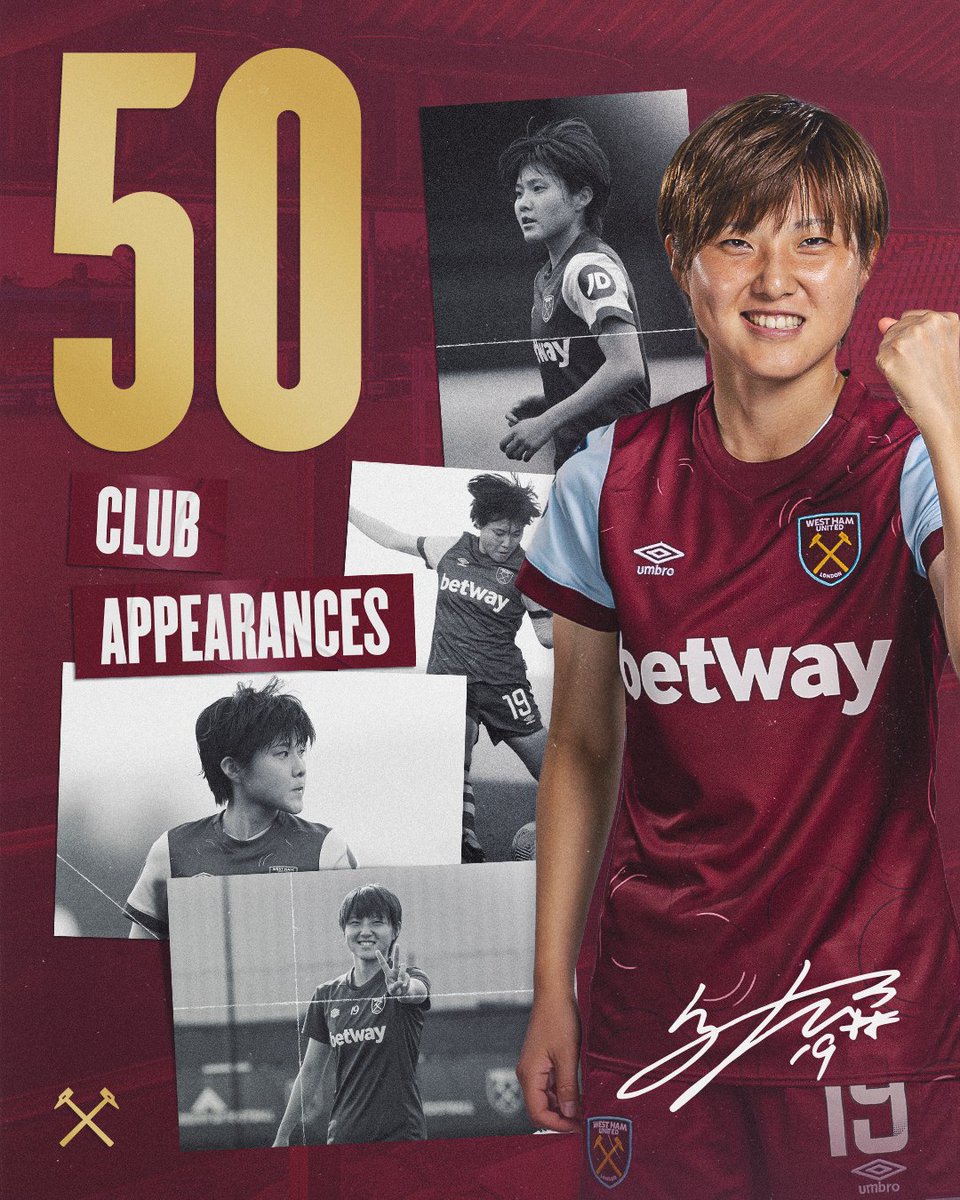 Congratulations to @2026honoka on reaching 50 appearances in Claret and Blue! ⚒️ #WHUWFC | #BarclaysWSL