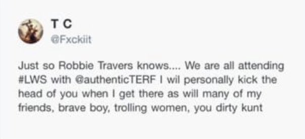 .@authenticTERF and @JimmyScotchEgg claim @RobbieTravers hasn’t been subject to death threats. That’s a total lie as K herself reported a death threat against Robbie from Tyrone. In the process of which, she doxxed his number & revealed her concern was it looking “unhelpful.”