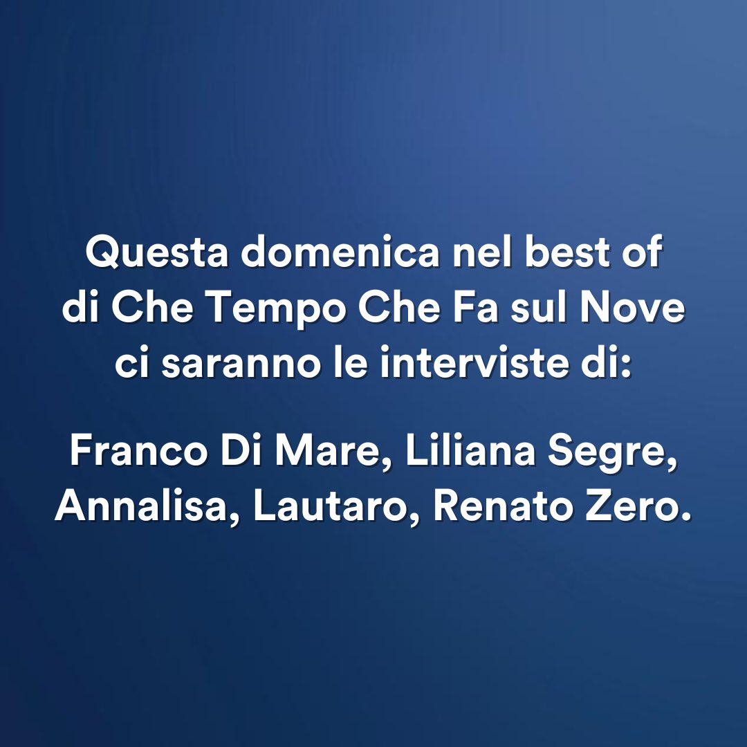 Questa sera saremo ancora con voi alle 20.00 sul Nove con il Best of di #CTCF, in cui potrete rivedere le interviste a: Franco Di Mare, Liliana Segre, @renatozer0, Lautaro, @NaliOfficial e non potrà mancare il monologo della nostra Luciana Littizzetto 👏🏼