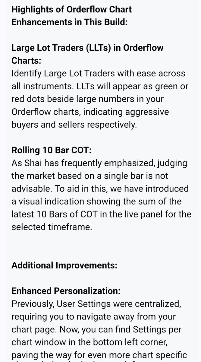 Vtrender Charts version 1.5.0 now brings with it the ability to identify LLT ( Large Lot Traders)  across futures and Option charts 

Plus added feature to calculate a 10 bar COT ( use this number against a current bar COT for entries) and some more 

Logoff / login or Ctrl+F5