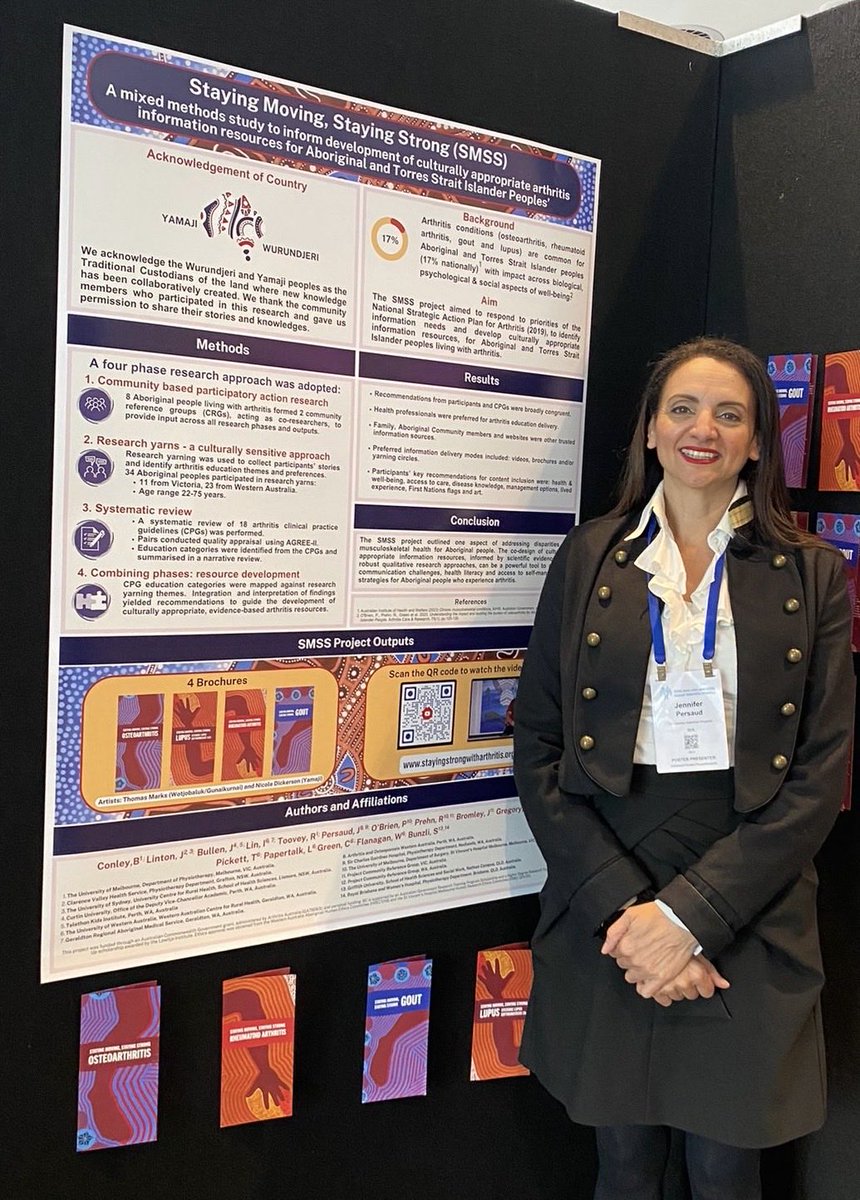 Staying Moving, Staying Strong project (SMSS) poster was selected for a tour at the joint ARA NZRA conference. As a co-author, I was excited to present the amazing work of the SMSS team in developing culturally appropriate arthritis Information resources for First Nations Peoples