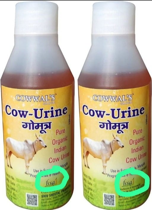 An image circulating on #WhatsApp claims that FSSAI (Food Safety & Standards Authority of India) marked cow urine is being bottled and sold in the market This claim is #fake! ✅@fssaiindia has not issued any license for this product @Nitendradd #FSSAI