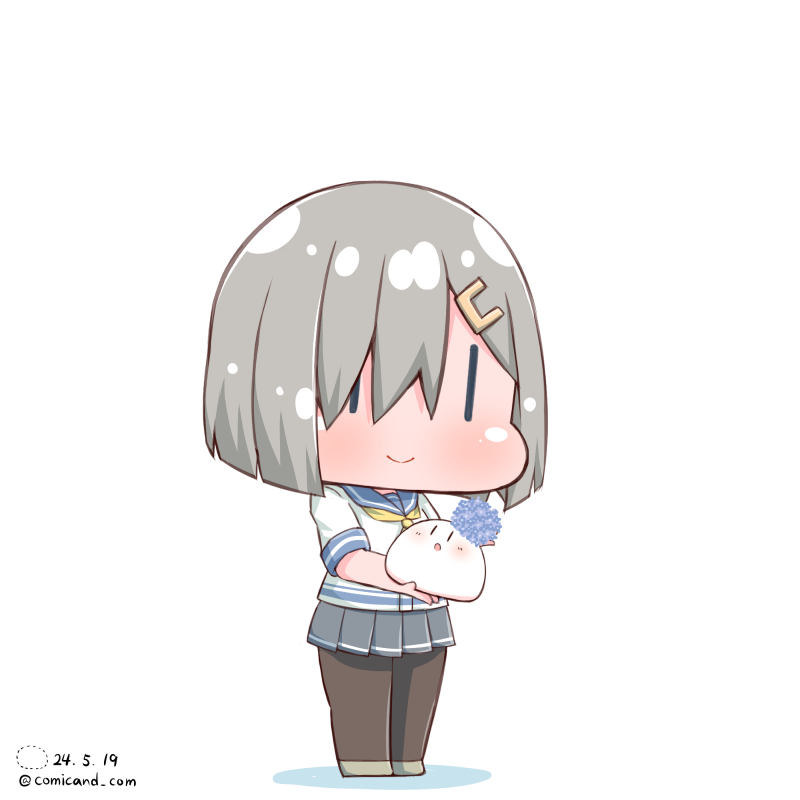 hamakaze (kancolle) 1girl solo short hair simple background skirt hair ornament white background  illustration images