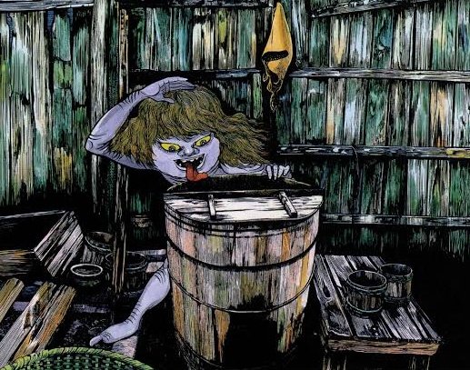 Akaname is a creepy #yokai that hangs out in homes with dirty bathrooms, licking the filthy surfaces and spreading disease. More in the thread below.👇 
#FolkloreSunday #JapaneseFolklore
🎨Shigeru Mizuki
