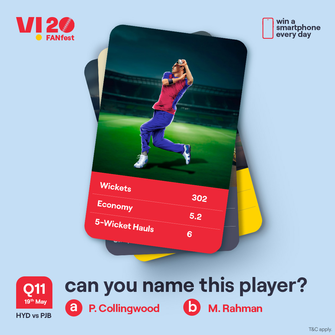 A challenge that separates the cricket experts from the rest. Identify this player and you stand a chance to win a smartphone every day. 1. Follow our page 2. ⁠Comment the right answers with #Vi20FANfest #ChallengeAlert #WinPrizes #Quiz #Challenge #ParticipateAndWin #HYDvsPJB