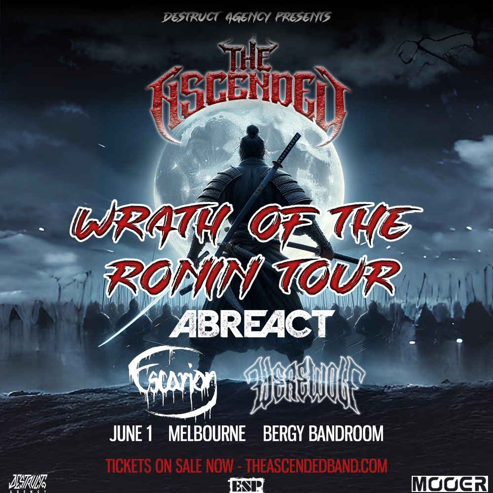 ABREACT (@abreact_hc) on Twitter photo We are supporting <a href="/Theascendedband/">The Ascended</a> on their Wrath Of The Ronin Tour in Melbourne on Saturday June 1st at Bergy Bandroom Brunswick!
Ticket link below and in bio, you don't wanna miss this one!
tickets.oztix.com.au/outlet/event/f…?
#metal #thrash #hardcore #livemusic #kenoathraymond We are supporting <a href="/Theascendedband/">The Ascended</a> on their Wrath Of The Ronin Tour in Melbourne on Saturday June 1st at Bergy Bandroom Brunswick!
Ticket link below and in bio, you don't wanna miss this one!
tickets.oztix.com.au/outlet/event/f…?
#metal #thrash #hardcore #livemusic #kenoathraymond
