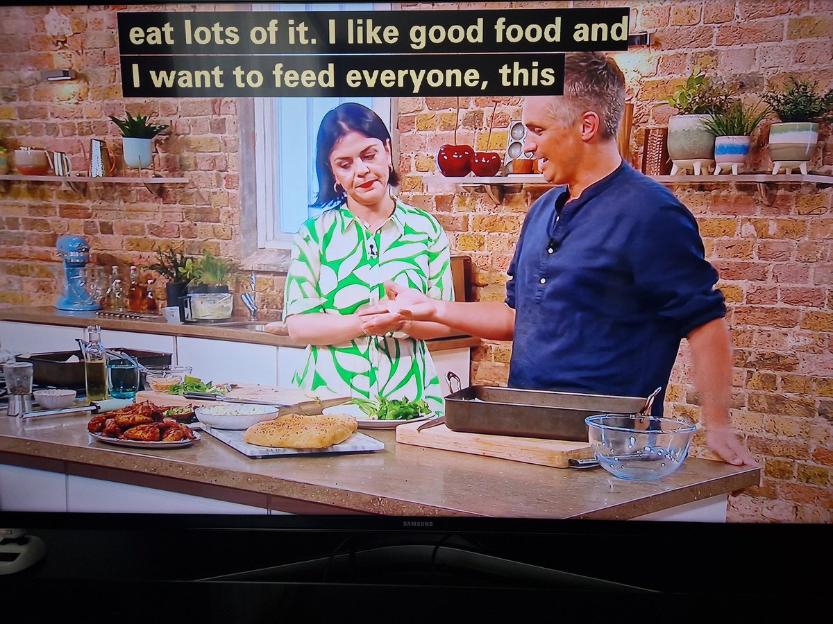 Catching up on @SaturdayKitchen - I love crab thanks @iackstein and @eddieizzard 's leather jacket is very cool. This sentence sums up @SabrinaGhayour for me: 'I like good food and I want to feed everyone'. Will make the wings tonight after I get a jar of harissa #SaturdayKitchen