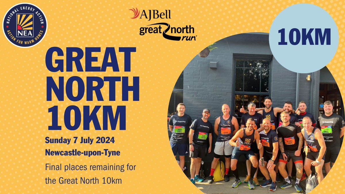 Just seven weeks to go till the Great North 10km! Secure your place today and become part of Team NEA in the fight against fuel poverty. Sign up today - buff.ly/3x5R3yc #GreatNorth10km #TeamNEA