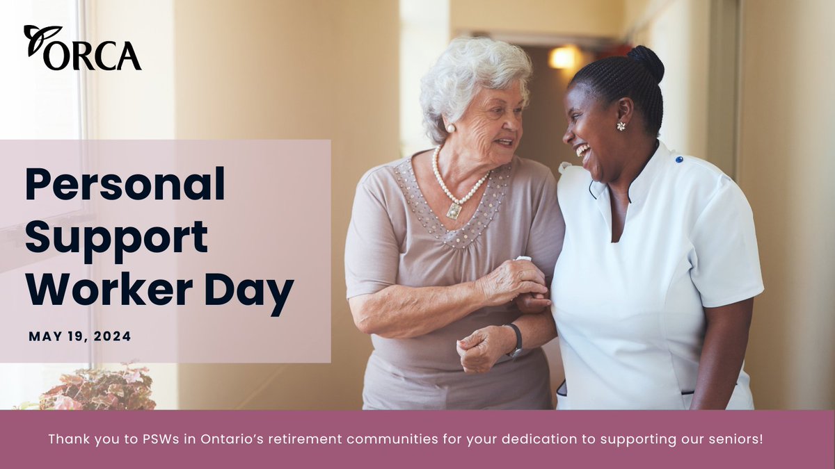 May 19 is #PersonalSupportWorkerDay. Today we celebrate and acknowledge the vital contributions of Personal Support Workers (#PSWs) in Ontario’s retirement communities. Thank you for your dedication to supporting our #seniors!