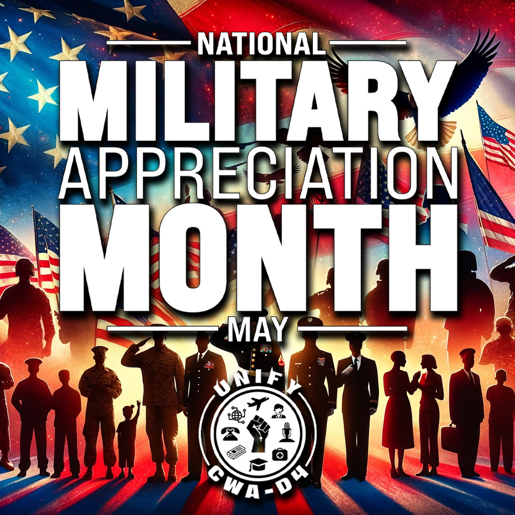 As we celebrate National Military Appreciation Month this May, we extend our heartfelt thanks to our CWA members who have served and continue to serve our country. Your dedication and sacrifice are deeply appreciated. #MilitaryAppreciationMonth #CWAStrong