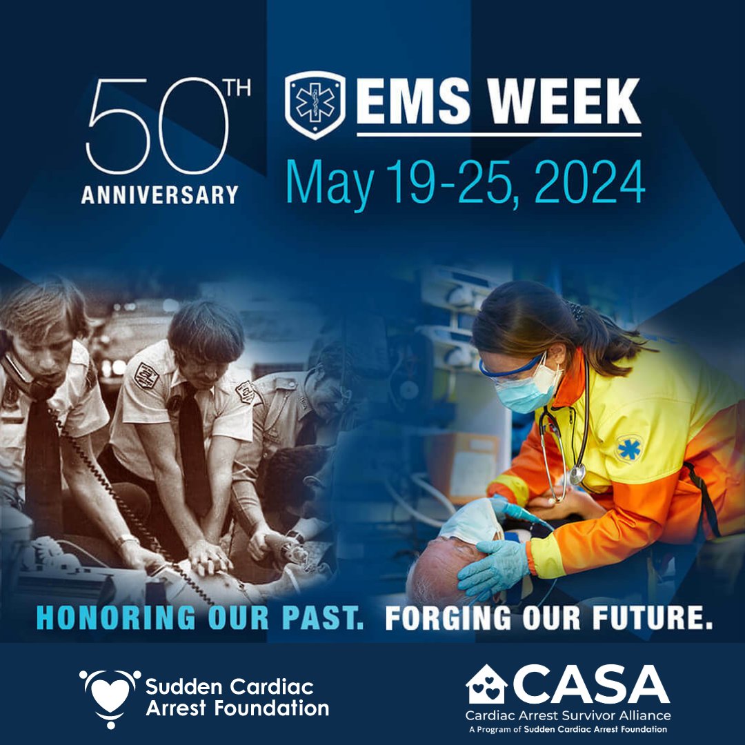 Happy EMS Week! This week, we celebrate 50 years of EMS Professionals and their commitment to our communities. #SCAFoundation proudly salutes the dedication of these everyday heroes who provide lifesaving service, helping to save more lives from #suddencardiacarrest. #EMSWeek