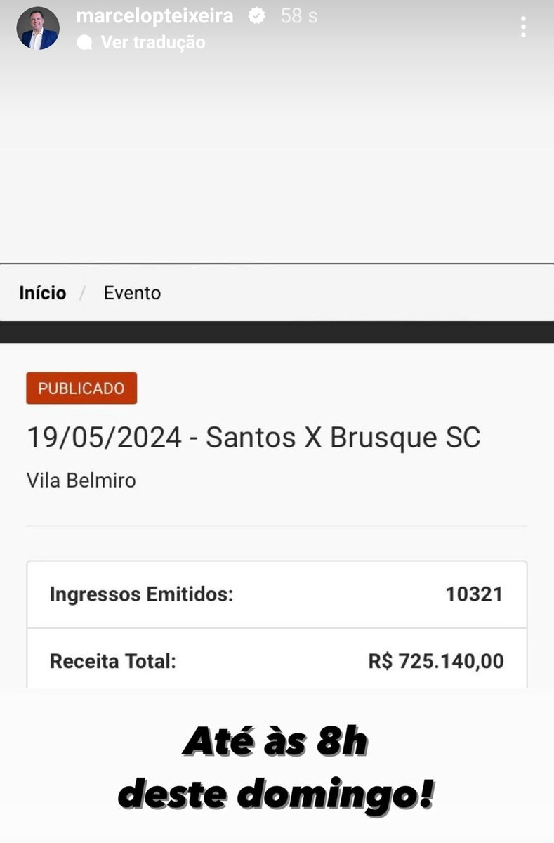 ofellipecamargo's tweet image. O presidente @mteixeira7 publicou uma parcial atualizada de ingressos vendidos para o duelo de logo mais entre @SantosFC e Brusque.. Perspectiva de casa cheia nesta manhã de domingo.. #deolhonopeixe