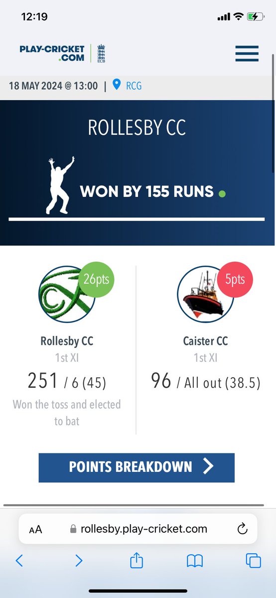 RollesbyCC's tweet photo. Scorecards from yesterdays victory against Caister https://t.co/ZLynB4jEh5