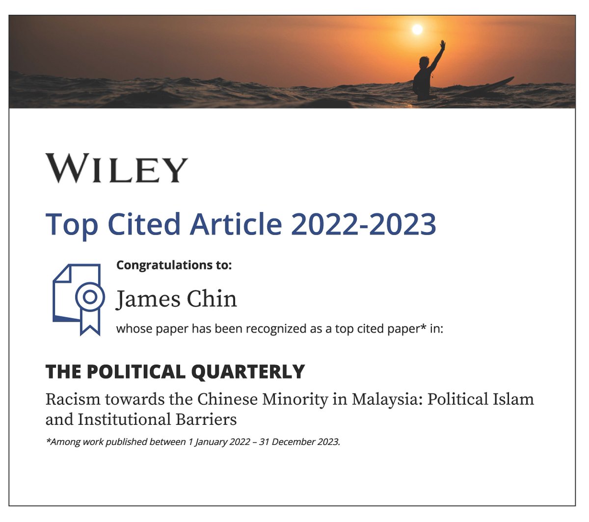 jameschin110's tweet photo. I am surprised by this award. It shows there is interest in what is happening in Malaysia...  The Malaysian Indians faced even more discrimination because of their smaller number and lack of economic power.

https://t.co/NvAMuNqtPm

#Malaysia #PoliticalIslam #TopCited #Wiley #Chinese #Indians