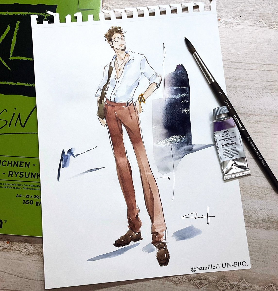 samille888's tweet photo. 🎨🖌☺️ #スタイル画 #ライブドローイング #canson #マイメリブルー #名村大成堂 https://t.co/eQopu8jn83