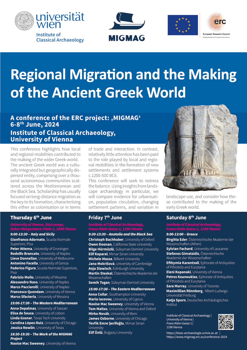 📢 Join us for the conference on 'Regional Migration and the Making of the Ancient Greek World,' hosted by the ERC project @MIGMAG_ERC, on June 6-8, 2024. Explore how local and regional mobilities shaped the diverse landscape of the early Greek world with us.