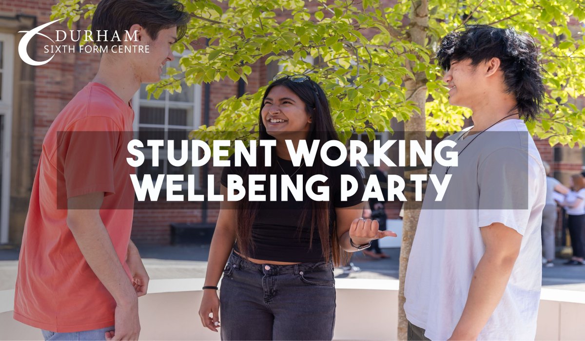 MENTAL HEALTH AWARENESS: 🧑‍🤝‍🧑 Do you want to make a difference and have your say about student wellbeing here at Durham Sixth Form and be a positivity promoter and role model? Then join the Student Working Wellbeing Party.
