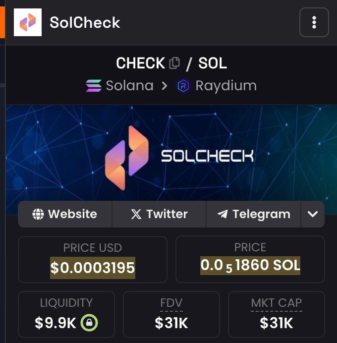 @slingoor SolCheck (CTO) FHJzvRNFxubtWYdPfPRGu1htohDVCzggtPcb6Rf8ENB8 @SolCheckCTO WEB: solcheck.live TG: t.me/SolCheckCTO Unleash the power of safety!