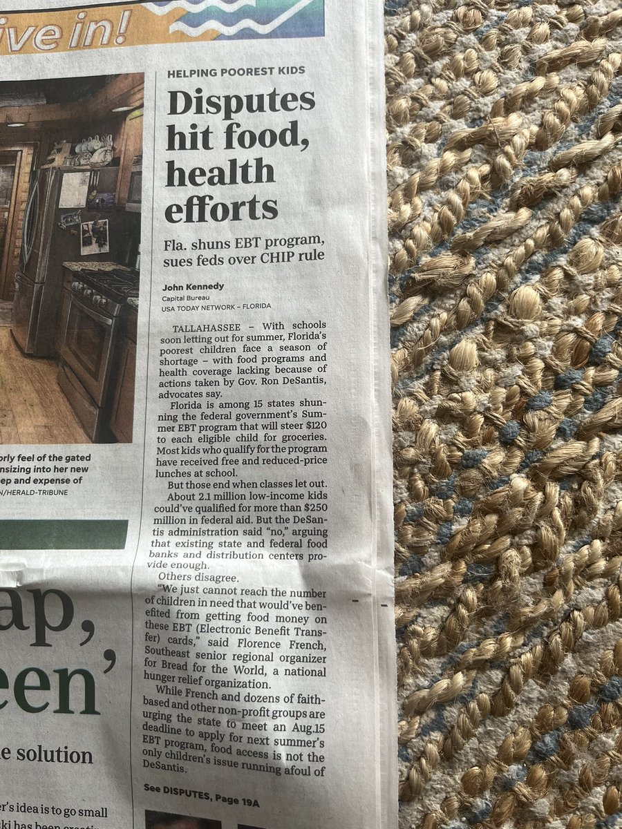 “About 2.1 MILLION low income kids could’ve qualified for more than $250 million in fed aid But the DeSantis administration said “no” arguing that existing state food banks provide enough” 1 in 4 Fl children are food insecure — THIS is about DS beef w Biden, not hungry kids