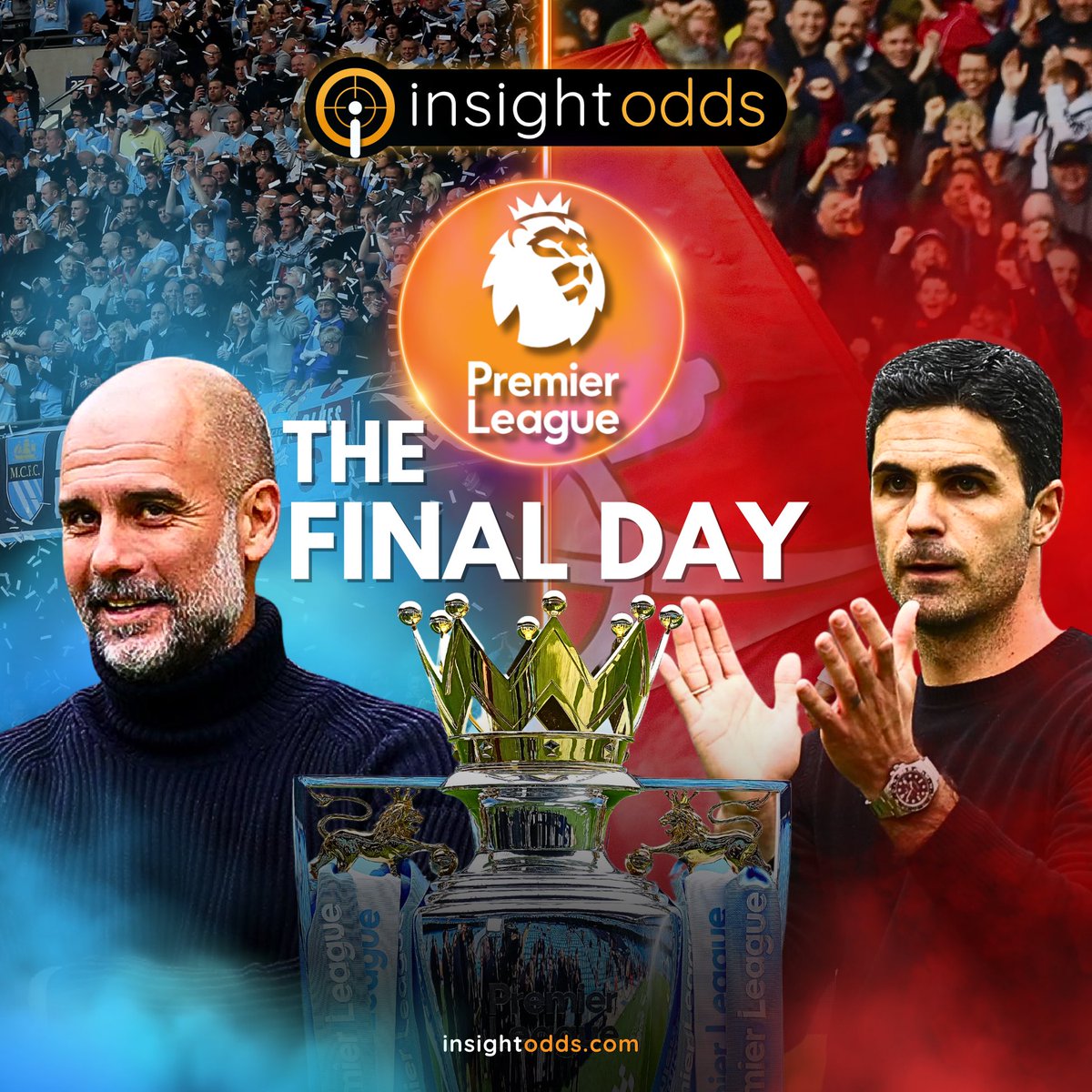 InsightOdds's tweet image. 🔸𝗣𝗿𝗲𝗺𝗶𝗲𝗿 𝗟𝗲𝗮𝗴𝘂𝗲 | 𝗧𝗵𝗲 𝗙𝗶𝗻𝗮𝗹 𝗗𝗮𝘆🔸

🔸Down to the final day in the Title Race🏆 Can West Ham do Arsenal a HUGE favour and avoid defeat against the Champions elect Man City? ⚒️

🔸The Gunners are best priced at 10.0 to take the crown. Fancy it? 

18+ |…