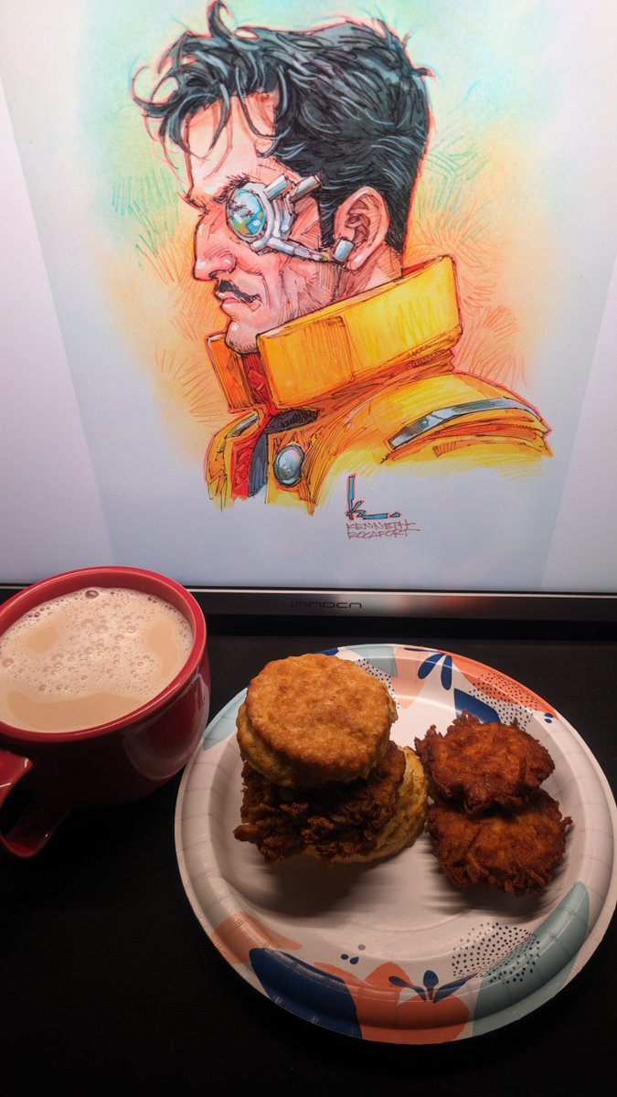 Groken 3 closeout is tonight indiegogo.com/projects/groke… Chicken Biscuit with goat cheese and pepper jelly, a side of hash browns, and a hazelnut latte. #SammichSaturday